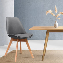 Load image into Gallery viewer, 2x Waiting Room or Dining Chairs - Retro - Beech Wood - Polyester Fabric - Grey
