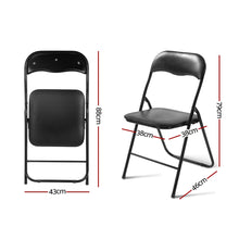 Load image into Gallery viewer, 6x Portable Folding Chair - Vinyl - Padded Seat - Steel Frame - Black
