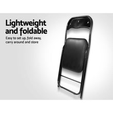 Load image into Gallery viewer, 6x Portable Folding Chair - Vinyl - Padded Seat - Steel Frame - Black
